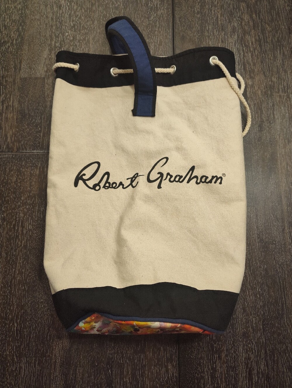 Robert Graham Canvas Sea Bag Drawstring Backpack with Abstract Painted Base